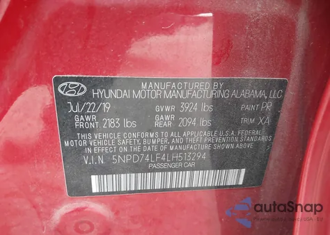 2020 Hyundai Elantra Se z USA, uszkodzony, nr VIN 5NPD74LF4LH513294